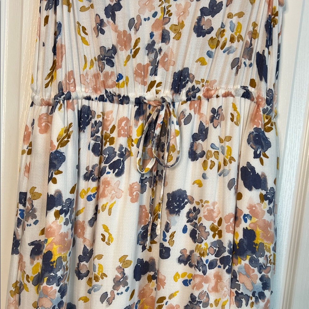 Lucky Brand White Floral Maxi Dress with Blue and Peach Flowers - Picture 7 of 8